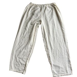 Oh My Gauze Basic Cotton Relaxed Beach Lounge Pant Sz 3/31” Waist Cream Casual